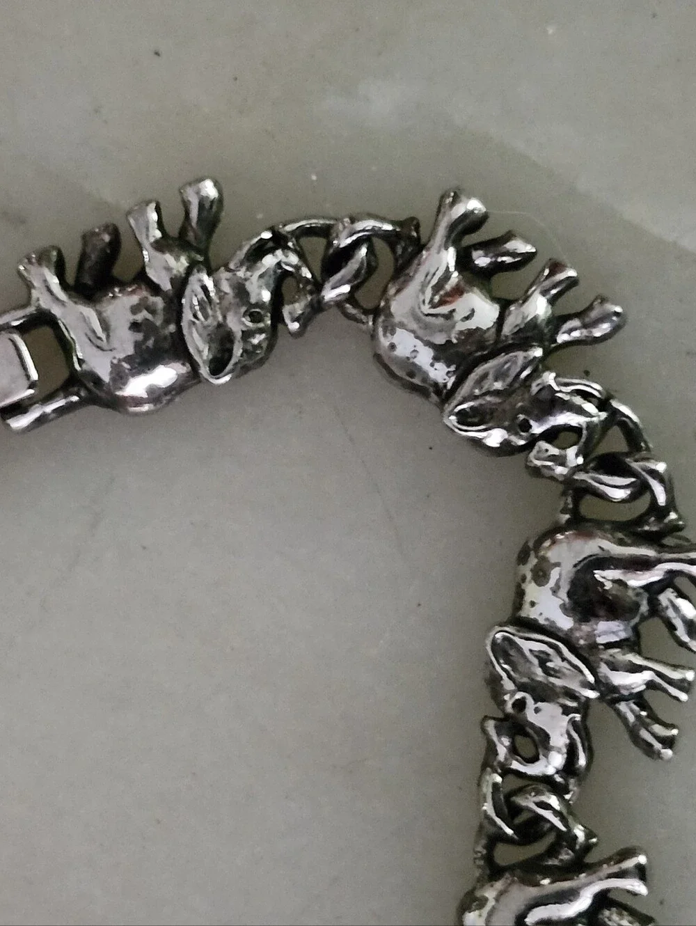 Silver Tone Elephant Link Bracelet